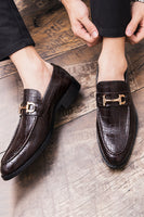 Load image into Gallery viewer, Black Slip-On Leather Monk Men's Shoes