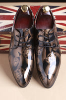 Load image into Gallery viewer, Brown Jacquard Men's Leather Party Shoes