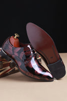 Load image into Gallery viewer, Brown Jacquard Men's Leather Party Shoes