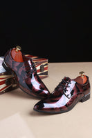 Load image into Gallery viewer, Brown Jacquard Men's Leather Party Shoes