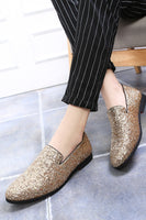 Load image into Gallery viewer, Black Sequined Slip-On Men's Shoes
