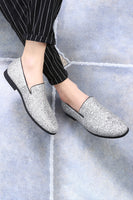 Load image into Gallery viewer, Black Sequined Slip-On Men's Shoes