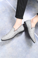 Load image into Gallery viewer, Black Sequined Slip-On Men's Shoes