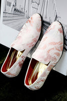 Load image into Gallery viewer, Pink Jacquard Slip-On Men's Shoes