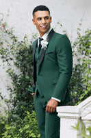 Load image into Gallery viewer, Dark Green Shawl Lapel 3 Pieces One Button Men's Prom Suits