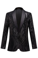 Load image into Gallery viewer, Black Jacquard One Button Men's Blazer