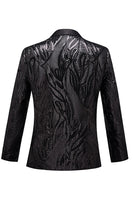 Load image into Gallery viewer, Black Jacquard One Button Men's Blazer