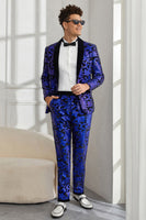 Load image into Gallery viewer, Shawl Lapel One Button Royal Blue Sequins Men's 2 Pieces Suits
