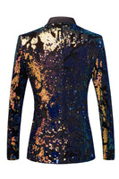 Load image into Gallery viewer, Sparkly Dark Blue Sequins Men's Blazer