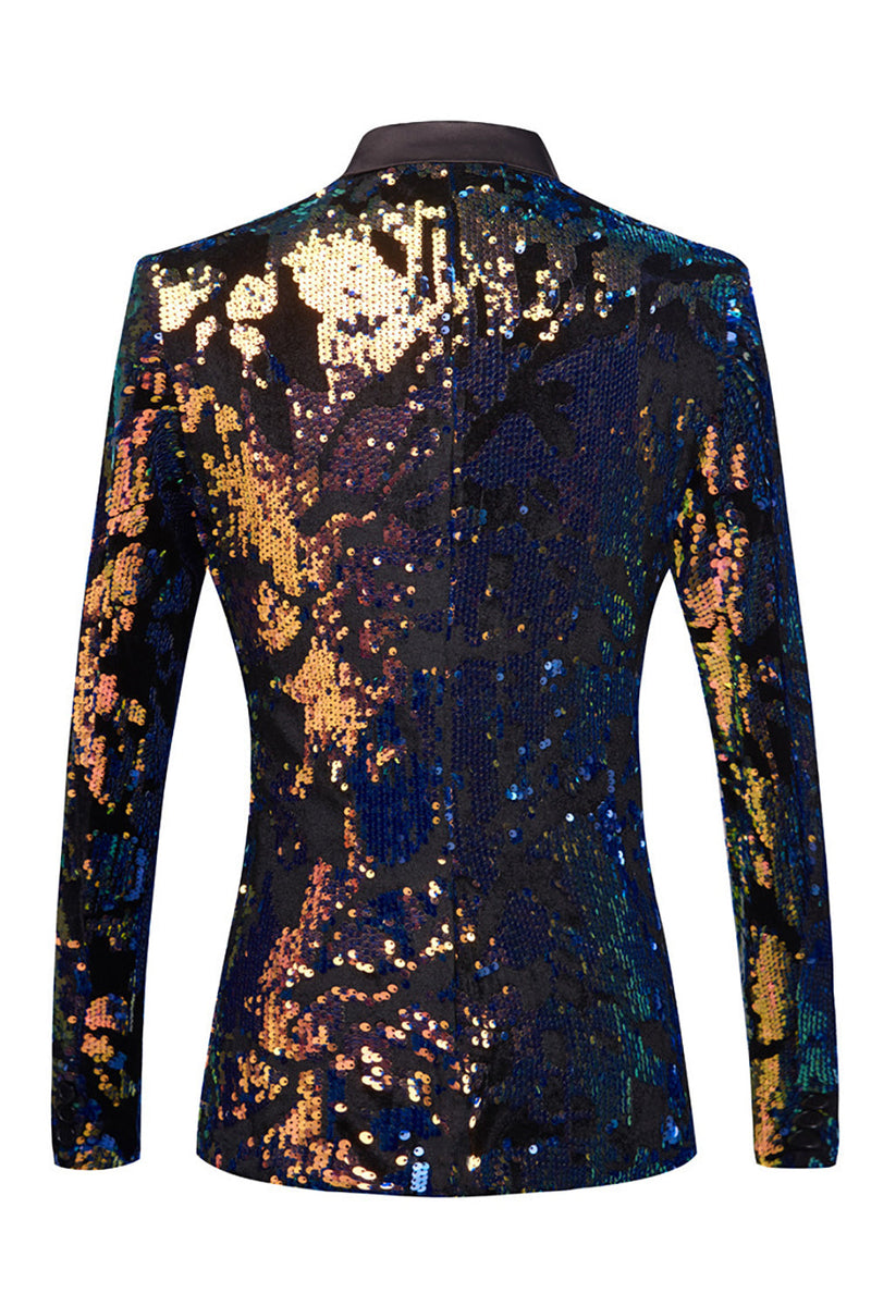 Load image into Gallery viewer, Sparkly Dark Blue Sequins Men's Blazer