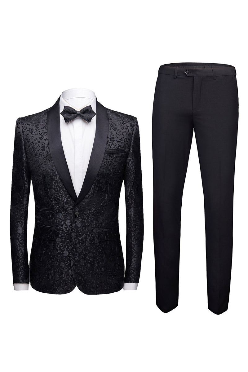 Load image into Gallery viewer, White Shawl Lapel Jacquard Prom Men's 2 Pieces Suits