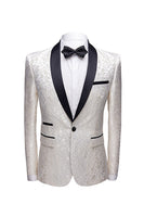 Load image into Gallery viewer, White Shawl Lapel Jacquard Prom Men's 2 Pieces Suits