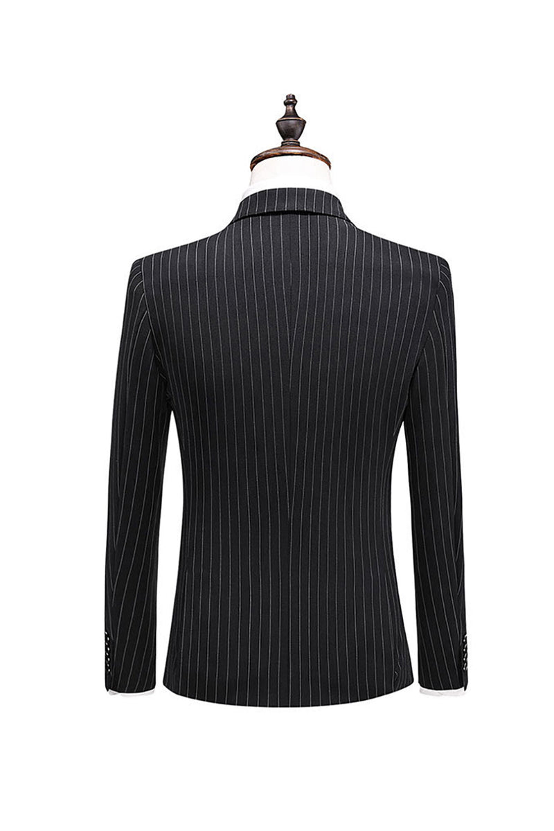 Load image into Gallery viewer, Grey Pinstripe Notched Lapel Men's 2 Pieces Suits