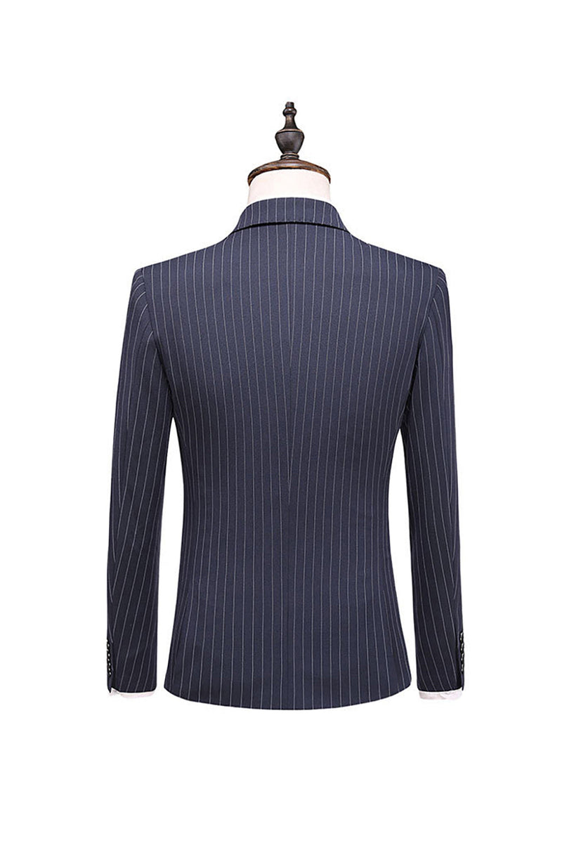 Load image into Gallery viewer, Grey Pinstripe Notched Lapel Men's 2 Pieces Suits
