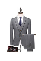 Load image into Gallery viewer, Grey Pinstripe Notched Lapel Men's 2 Pieces Suits