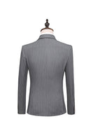 Load image into Gallery viewer, Grey Pinstripe Notched Lapel Men's 2 Pieces Suits