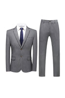Load image into Gallery viewer, Grey Pinstripe Notched Lapel Men's 2 Pieces Suits