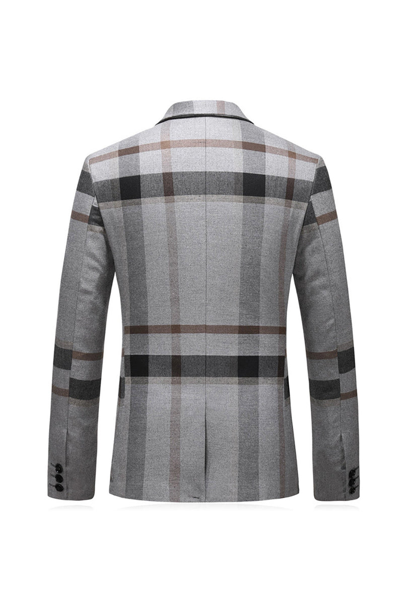 Load image into Gallery viewer, Grey Stripe Notched Lapel Men's 3 Pieces Suits