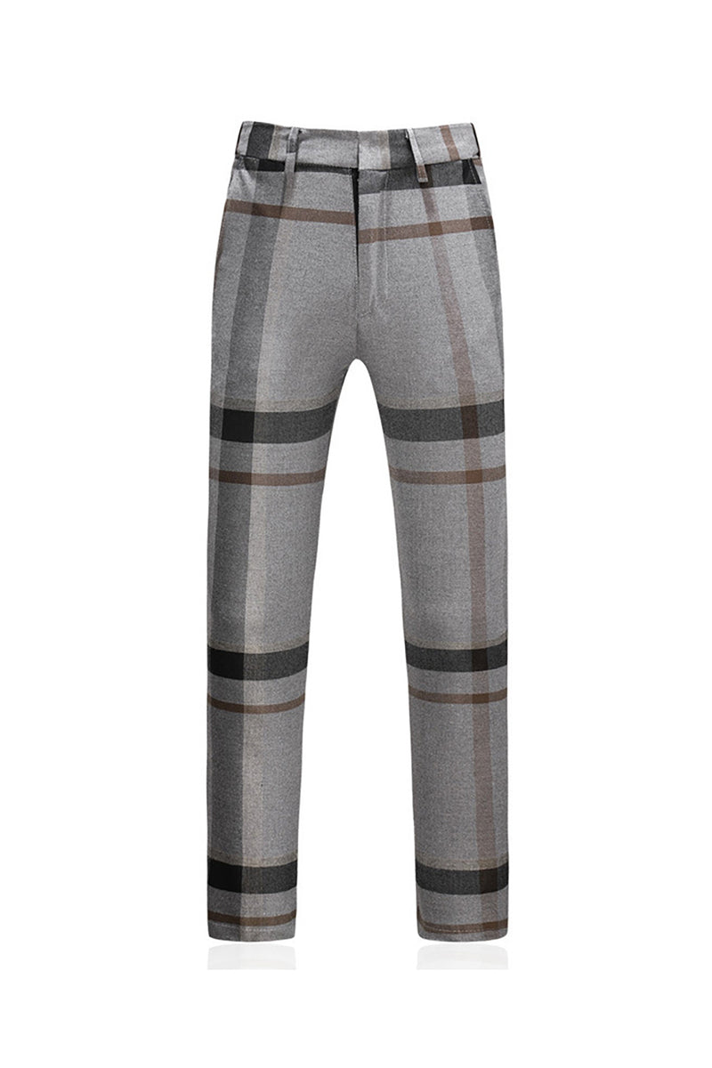 Load image into Gallery viewer, Grey Stripe Notched Lapel Men's 3 Pieces Suits