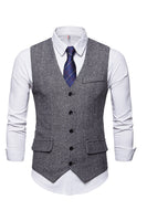 Load image into Gallery viewer, Single Breasted V-Neck Black Men's Suit Vests