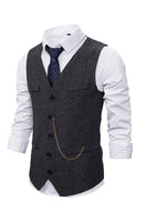 Load image into Gallery viewer, V Neck Single Breasted Men's Grey Casual Vest