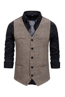 Load image into Gallery viewer, V Neck Single Breasted Men's Grey Casual Vest