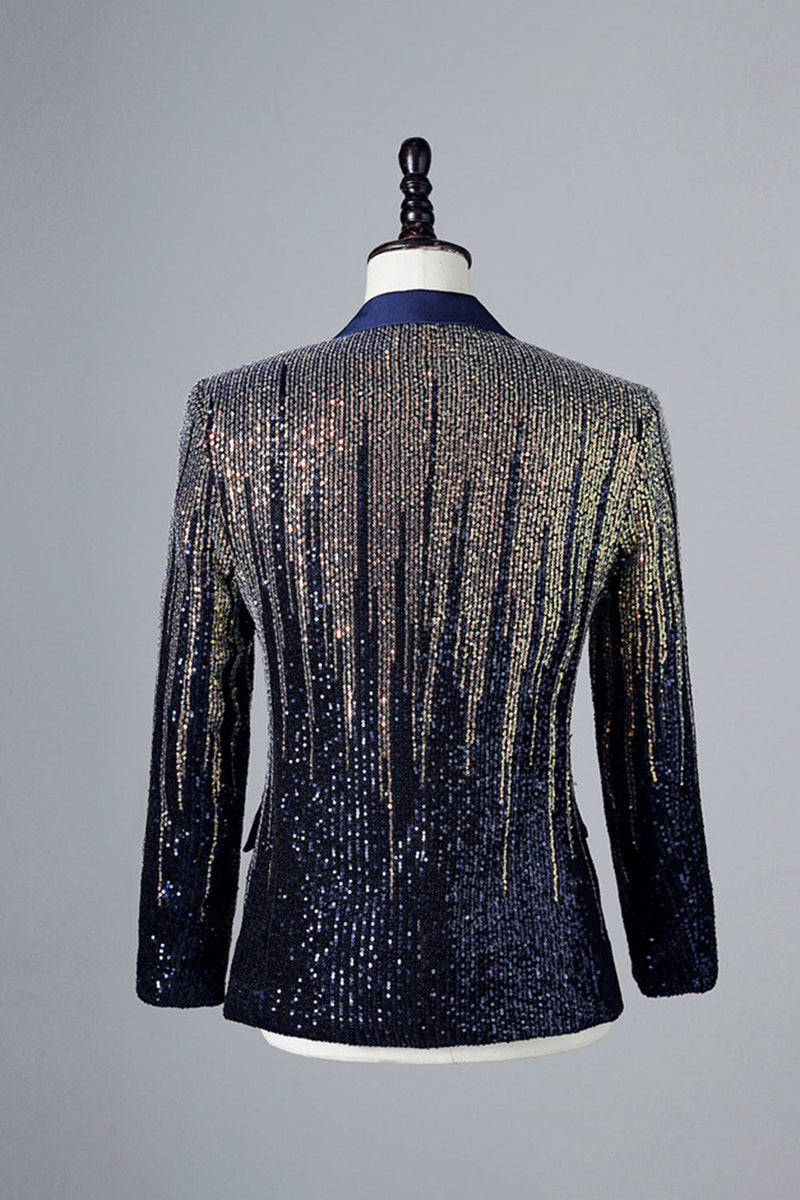Load image into Gallery viewer, Glitter Navy Sequins Single-Breasted  Men's Blazer