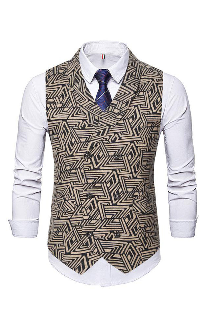 Load image into Gallery viewer, Shawl Collar Double Breasted Slim Fit Light Brown Men's Suit Vest
