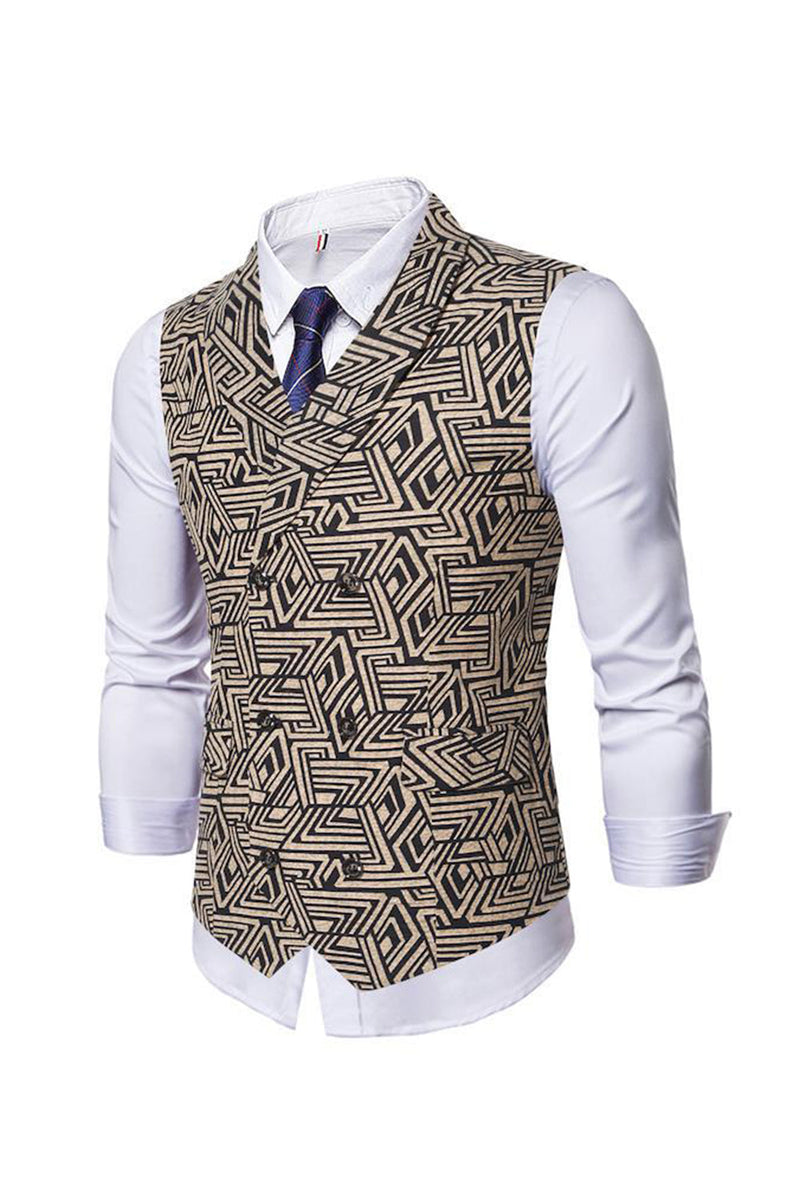 Load image into Gallery viewer, Shawl Collar Double Breasted Slim Fit Light Brown Men's Suit Vest