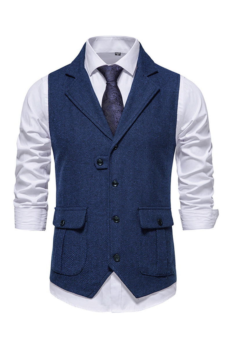 Load image into Gallery viewer, Single Breasted Lapel Navy Men's Suit Vest