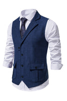 Load image into Gallery viewer, Single Breasted Lapel Navy Men's Suit Vest