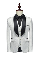 Load image into Gallery viewer, White Jacquard Shawl Lapel 3 Pieces Men's Suits