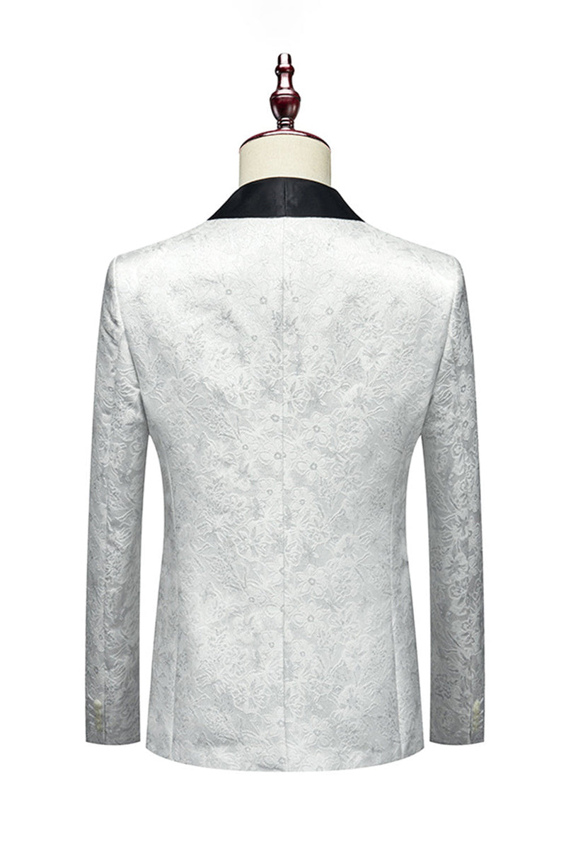 Load image into Gallery viewer, White Jacquard Shawl Lapel 3 Pieces Men's Suits