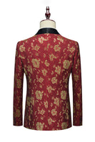 Load image into Gallery viewer, Red Jacquard Shawl Lapel 3 Pieces Men's Suits