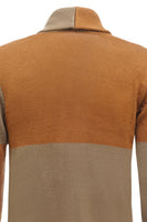 Load image into Gallery viewer, Brown Patchwork Shawl Collar Long Sleeves Men's Cardigan Sweater
