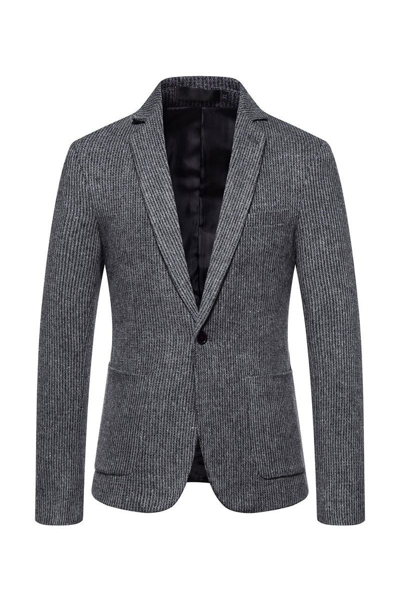 Load image into Gallery viewer, Khaki Tweed One Button Notched Lapel Men's Blazer