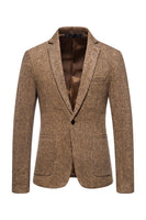 Load image into Gallery viewer, Khaki Tweed One Button Notched Lapel Men's Blazer