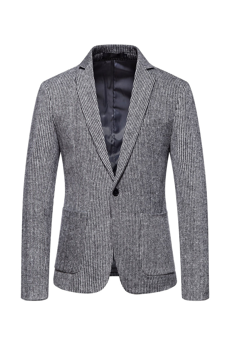 Load image into Gallery viewer, Khaki Tweed One Button Notched Lapel Men's Blazer