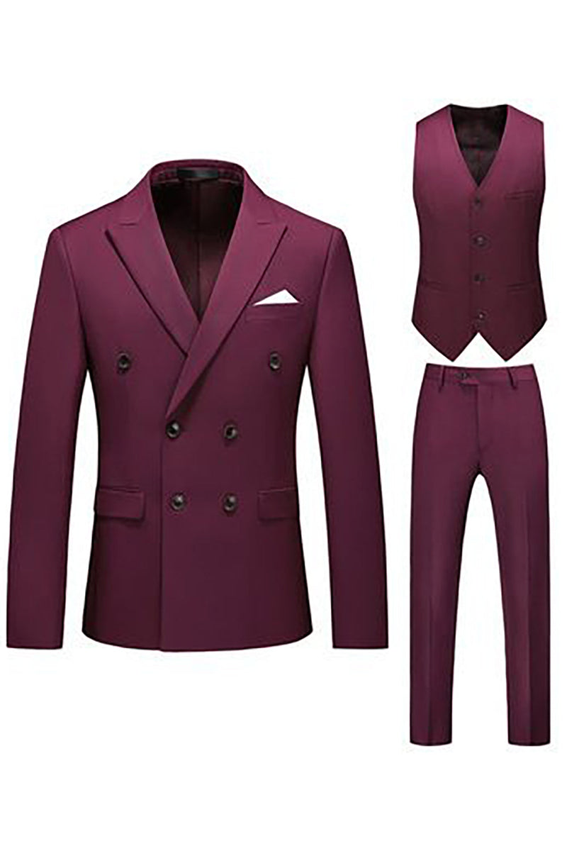 Load image into Gallery viewer, Khaki Double Breasted Notched Lapel 3 Piece Men's Suits