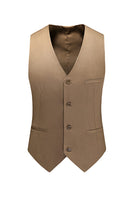 Load image into Gallery viewer, Khaki Double Breasted Notched Lapel 3 Piece Men's Suits