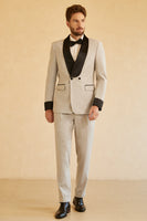 Load image into Gallery viewer, Grey Shawl Lapel Double Breasted 2 Piece Men's Suits