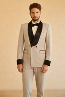 Load image into Gallery viewer, Grey Shawl Lapel Double Breasted 2 Piece Men's Suits