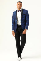 Load image into Gallery viewer, One Button Red Shawl Lapel Jacquard Men's Prom Blazer