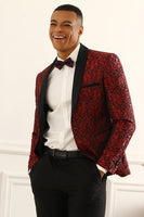 Load image into Gallery viewer, One Button White Shawl Lapel Jacquard Men's Prom Blazer