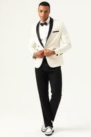 Load image into Gallery viewer, One Button Blue Shawl Lapel Jacquard Men's Prom Blazer