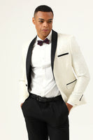 Load image into Gallery viewer, One Button Red Shawl Lapel Jacquard Men's Prom Blazer