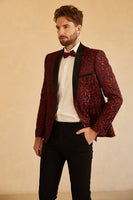 Load image into Gallery viewer, Blue Shawl Lapel Jacquard One Button Men's Prom Blazer