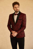 Load image into Gallery viewer, White Shawl Lapel Jacquard One Button Men's Prom Blazer