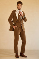 Load image into Gallery viewer, Peak Lapel Single Button Brown Men's Wedding Suits