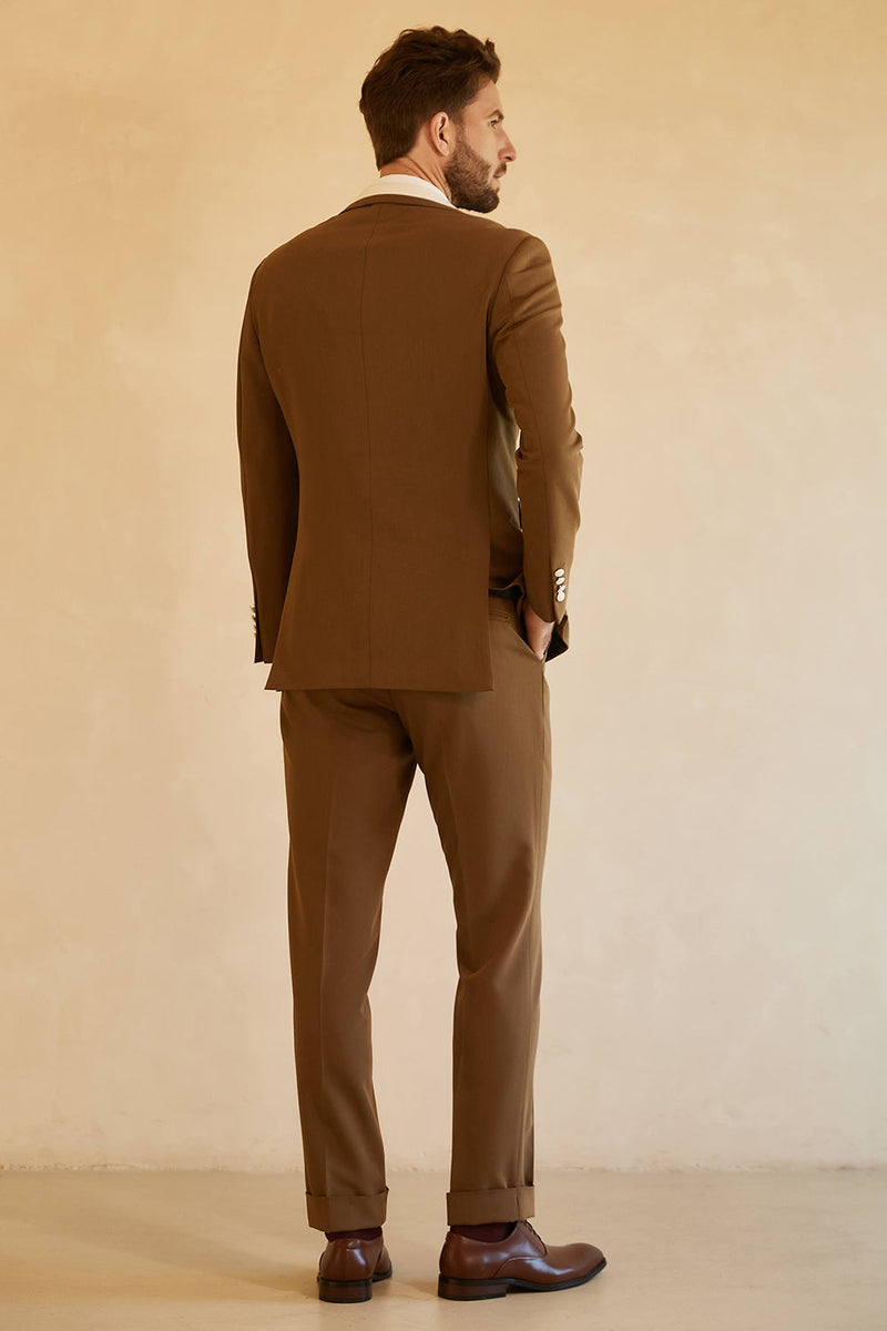 Load image into Gallery viewer, Peak Lapel Single Button Brown Men's Wedding Suits
